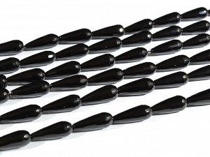 Бусины для рукоделия из оникса черного капля с гранями 8*20мм, 40,5см, 19 бусин