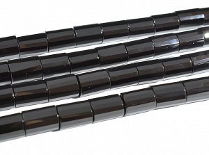 Бусины для рукоделия из оникса черного цилиндр с гранями 12*15мм, 36см, 23 бусины