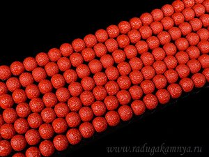 Бусины тисненые шарик акриловый 8мм цв.красный, 40см, 50 бусин