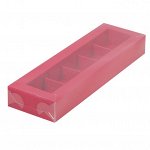 Коробка для 5 конфет с окном Красная 23х7х3 см