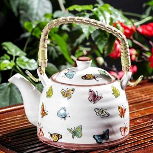 Чайник керамический заварочный «Бабочки», 600 мл, металлическое сито