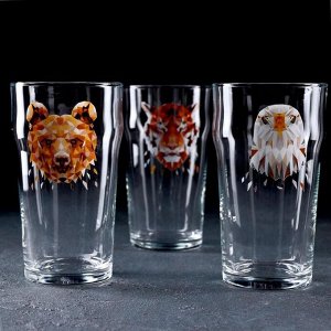 GiDGLASS Бокал для пива Animals, 570 мл, рисунок МИКС