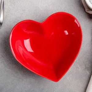 Салатник Доляна «Сердце»,12?11,5 см, цвет красный