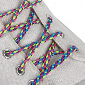 Шнурки для обуви «Плетёные», пара, круглые, d = 4 мм, 110 см, разноцветные неоновые