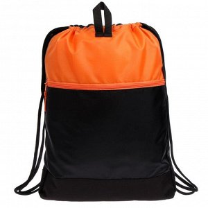 Мешок для обуви, с карманом, 540 х 410 мм, «Оникс», МО-33-45, с ручкой, цвет чёрный/ оранжевый