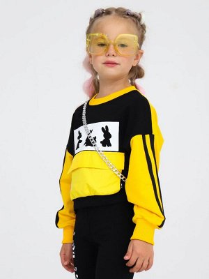 Свитшот укороченный прямого силуэта для девочки  Цвет:желтый/черный