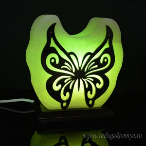 Соляной светильник фигурный "Бабочка" малая 135*80*170мм 2-3кг, свечение зелёное