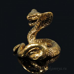 Змея из силумина "Кобра" цв.бронза, 22*21*22мм.