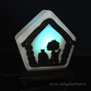 Соляной светильник "Домик" №6 130*80*145мм 1,4-1,7кг, свечение голубое