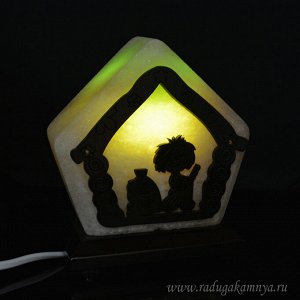 Соляной светильник "Домик" №6 130*80*145мм 1,4-1,7кг, свечение зелёное