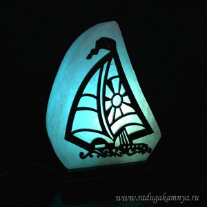 Соляной светильник "Кораблик" малый 140*80*190мм 1,8-2кг, свечение голубое
