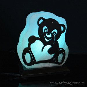 Соляной светильник "Мишка" малый 130*80*160мм 1,8-2кг, свечение голубое