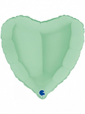 Фольга шар Сердце 18"/45 см пастель Matte Green Grabo