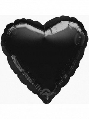Фольга шар Сердце 18"/45 см пастель черный Анаграмм