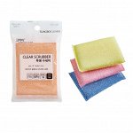 Губка &quot;Clear Scrubber&quot; для мытья посуды и кухонных поверхностей в полиэтиленовой ворсистой сетке (средней жесткости) (13 х 9 х 1.5 см) х 1 шт. / 400