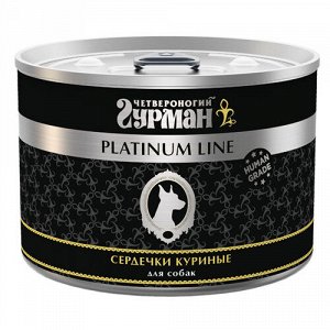 Четвероногий Гурман Platinum конс 525гр д/соб Куриные сердечки/Желе (1/6)