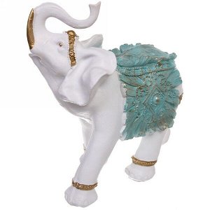 Статуэтка Слон с резной попоной, 32*30 см (белый, гипс)