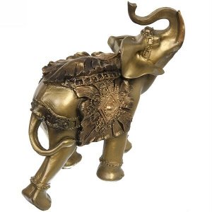 Статуэтка Слон с резной попоной, 30*30 см (антич.золото, гипс)