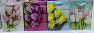 Пакет подарочный "Красочные тюльпаны" 26х32х10 см, микс