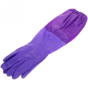 Перчатки резиновые "Флора" фиолетовые 50см с флисовой подкладкой и удлиненными рукавами ДоброСад