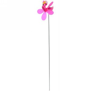Фигура на спице "Розовый фламинго" 14*40см ветрячок