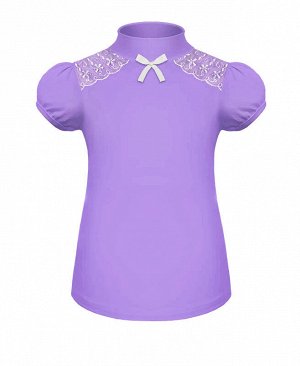 Сиреневая блузка с гипюром для девочки Цвет: сиреневый