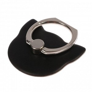 Держатель-подставка с кольцом для телефона LuazON, в форме "Кошки", чёрный