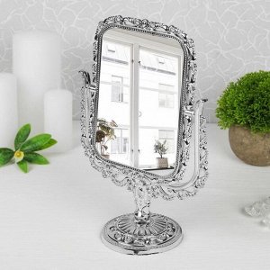 Зеркало настольное «Ажур», с увеличением, зеркальная поверхность — 11,5 х 15,5 см, цвет серебряный