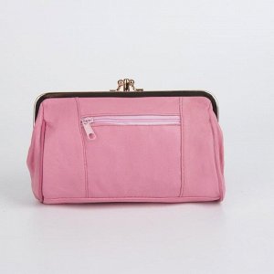 Косметичка-фермуар, 2 отдела на фермуаре, наружный карман, цвет розовый