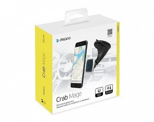 Автомобильный держатель Deppa Crab Mage для смартфонов, магнитный, крепление на приборную панель и лобовое стекло, 55134