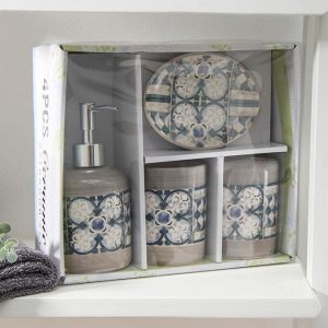 Набор аксессуаров для ванной комнаты «Сицилия», 4 предмета (мыльница, дозатор для мыла, 2 стакана)