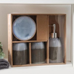 Набор аксессуаров для ванной комнаты «Рассвет», 4 предмета (мыльница, дозатор для мыла 320 мл, 2 стакана)