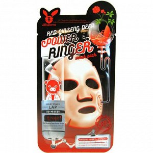 Elizavecca Тканевая маска для лица с экстрактом красного женьшеня,RedGinsengDEEPPOWERRINGERM 28гр