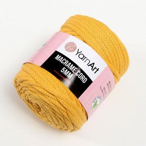 Пряжа "Macrame Cord"  60% хлопок, 40% вискоза/полиэстер 5 мм 85м/500гр (764 жёлтый)