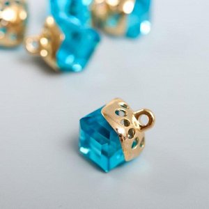 Декор для творчества стекло "Куб-кристалл" морской синий набор 5 шт 0,8х0,8 см