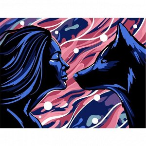 Картина по номерам на холсте с подрамником «Девушка и волк» 30х40 см