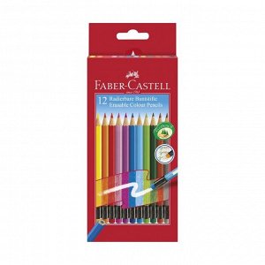 Карандаши 12 цветов Faber-Castell шестигранный с ластиком