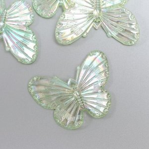 Декор для творчества пластик "Светло-зелёные бабочки" набор 5 шт 3,2х4,1 см