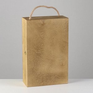 Подарочный ящик 34*21.5*10 см деревянный, с закрывающейся крышкой, с ручкой, коричневый