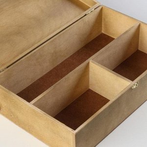 Подарочный ящик 34*21.5*10 см деревянный, с закрывающейся крышкой, с ручкой, коричневый