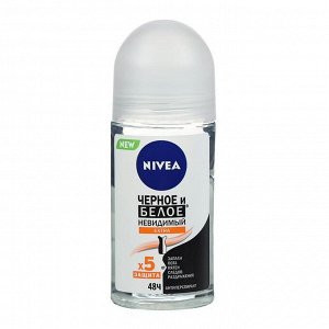 Дезодорант шариковый для женщин Nivea «Чёрное и белое», невидимый Extra, 50 мл