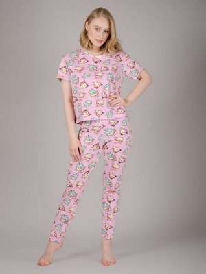 Пижама женская ML-Совы(кулирка, розовая)