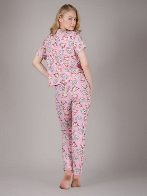Пижама женская ML-Совы(кулирка, розовая)