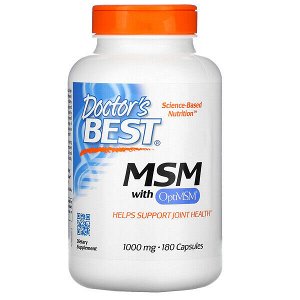 Doctor's Best, MSM с OptiMSM, 1,000 мг, 180 капсул