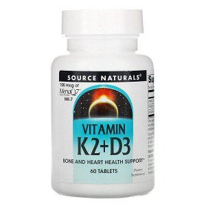 SOURCE NATURALS Витамин K2 + Д3, 60 таб.