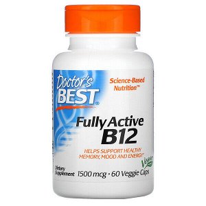 Doctor's Best, Активный витамин B12, 1500 мкг, 60 растительных кап