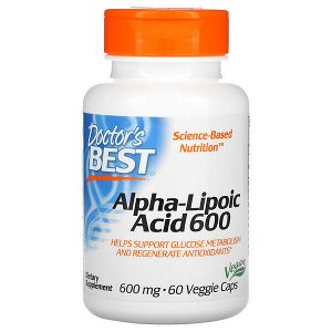 Doctor's Best, Альфа-липоевая кислота Best, 600 мг, 60 растительных кап.