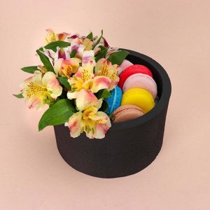 Пенобокс 16*16*10 см кашпо для цветов и подарков "Круг", чёрный