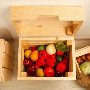 Greengo Ящик для овощей и фруктов, 30 ? 40 ? 50 см, деревянный, с крышкой