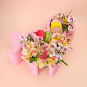 Пенобокс 28*25*10 см кашпо для цветов и подарков "Единорог, пони", розовый